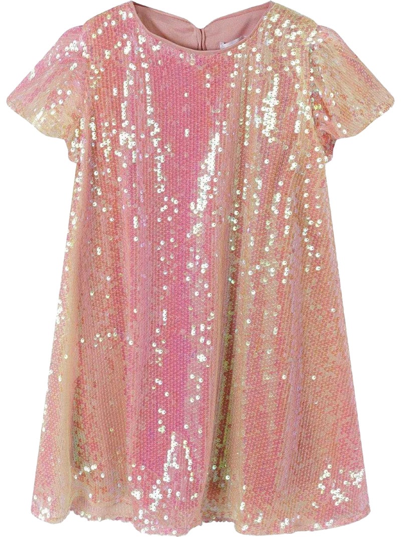 Robe manches volantées motif/style paillette - minoti Rose - Kiabi