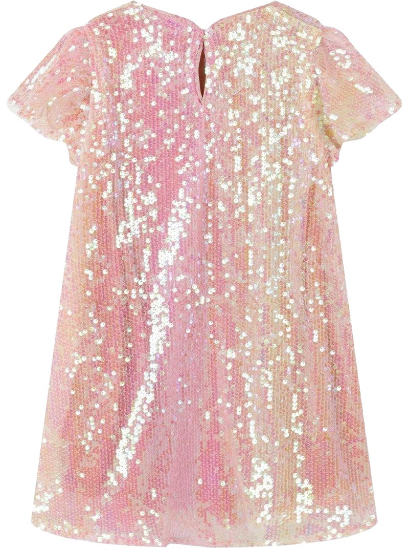 Robe manches volantées motif/style paillette - minoti Rose - Kiabi
