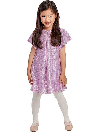 Robe manches volantées motif/style paillette - minoti