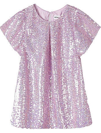 Robe manches volantées motif/style paillette - minoti