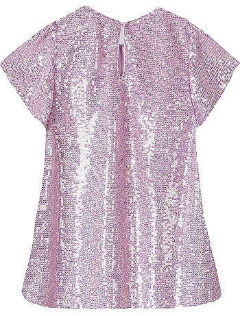 Robe manches volantées motif/style paillette - minoti