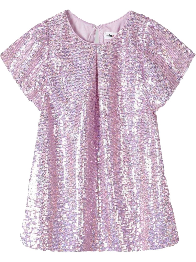 Robe manches volantées motif/style paillette - minoti Rose - Kiabi