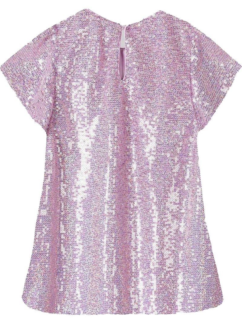 Robe manches volantées motif/style paillette - minoti Rose - Kiabi