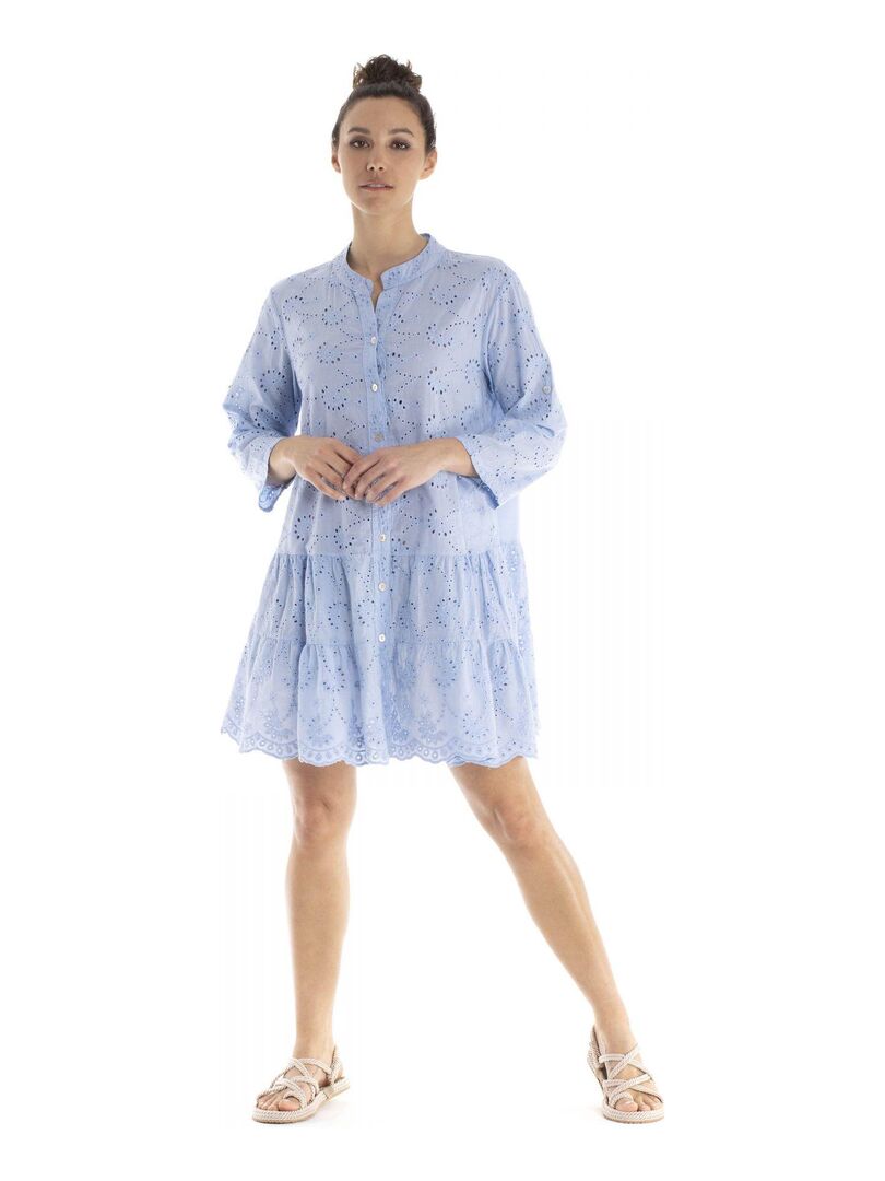 Robe En Lin Bleu Ciel Gérard Darel - Taille 40 - Neuve Sans étiquettes - Longueur Genou - Style évasé