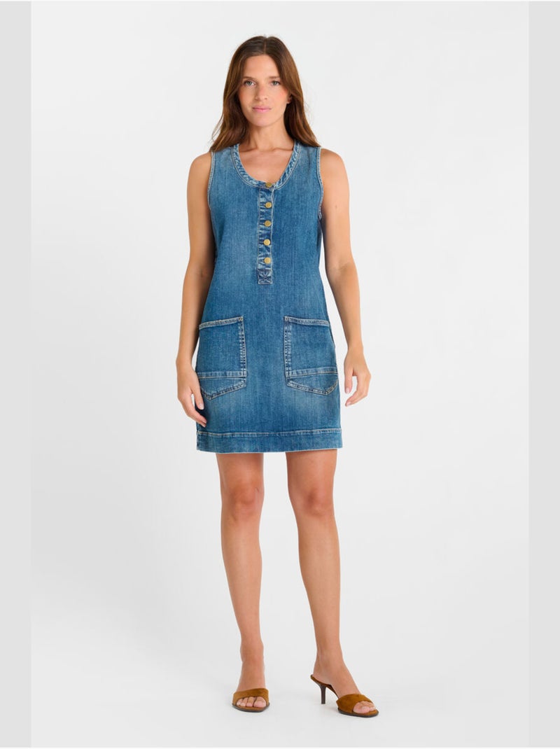 Robe MARIBOU droite en jeans 'Le Temps Des Cerises' Bleu - Kiabi