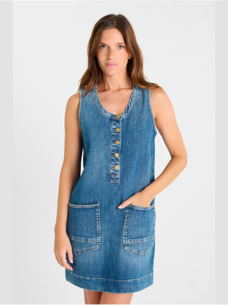 Robe MARIBOU droite en jeans 'Le Temps Des Cerises' Bleu - Kiabi