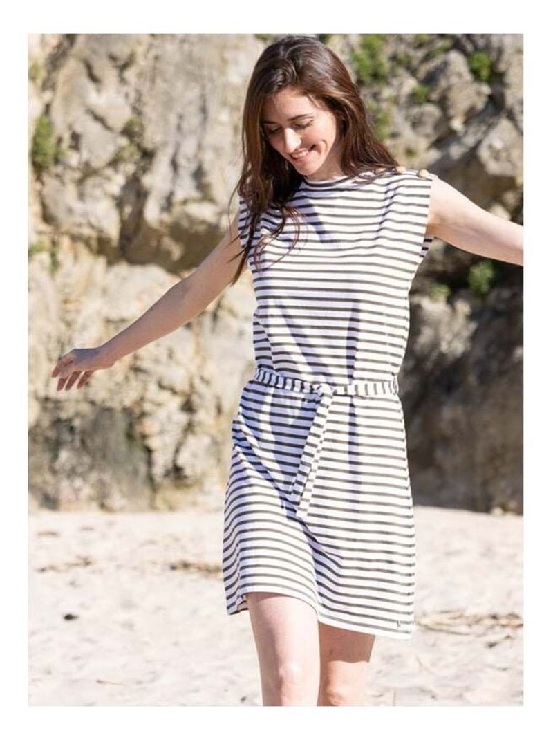 Robe marinière été kaki Femme Kaki - Kiabi