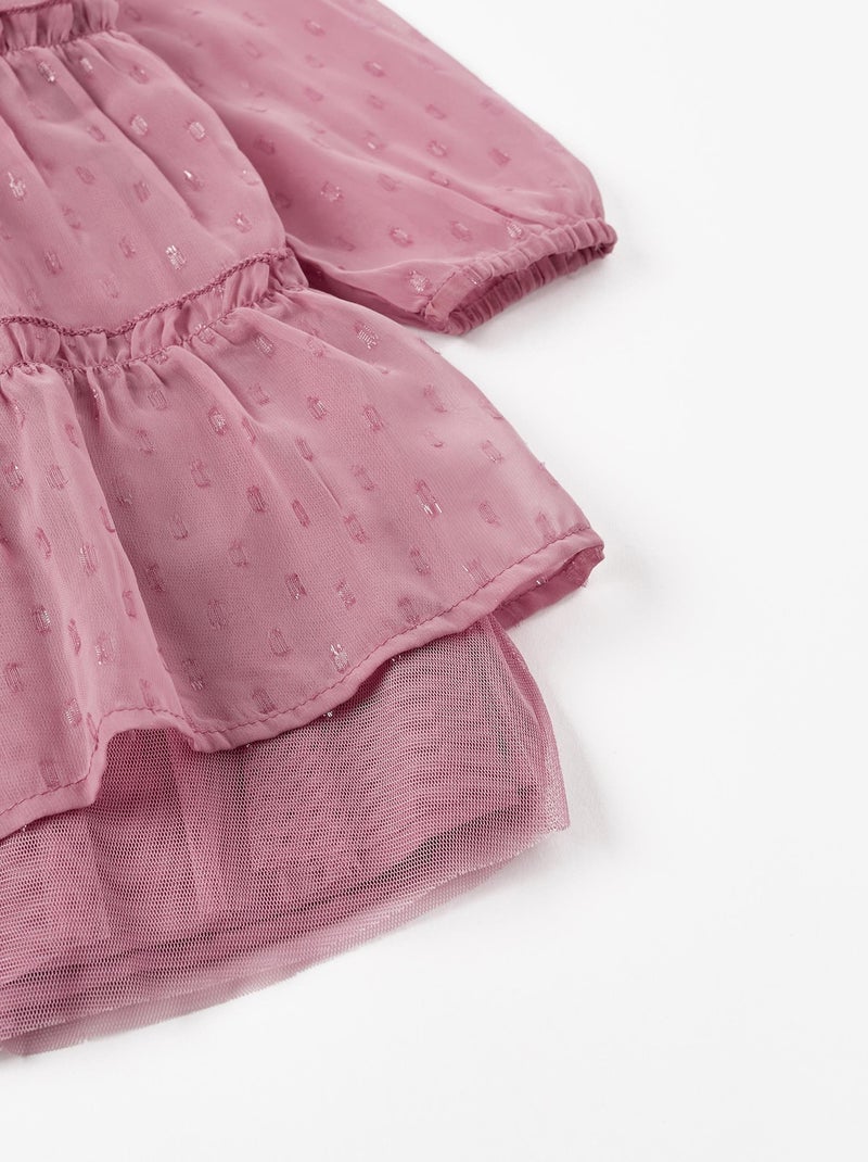 Robe mauve clair à manches longues pour bébé fille manches longues CÉRÉMONIE Rose - Kiabi