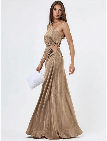 Robe maxi à col asymétrique et motifs