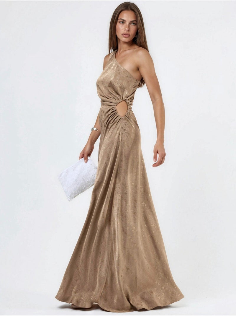 Robe maxi à col asymétrique et motifs Camel - Kiabi