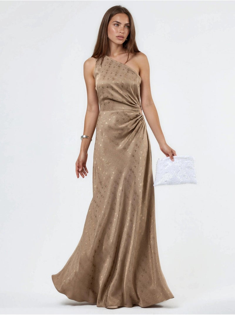 Robe maxi à col asymétrique et motifs Camel - Kiabi