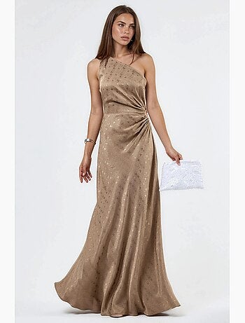 Robe maxi à col asymétrique et motifs hiccup