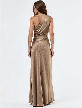 Robe maxi à col asymétrique et motifs hiccup