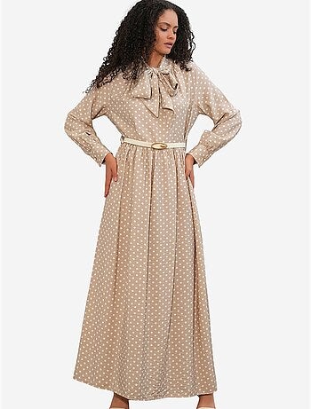 Robe maxi à pois et col chemise bdart