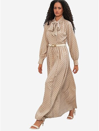 Robe maxi à pois et col chemise bdart