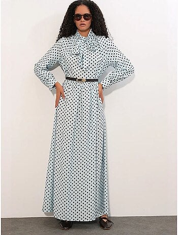 Robe maxi à pois et col chemise bdart