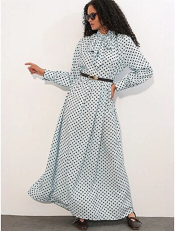 Robe maxi à pois et col chemise bdart
