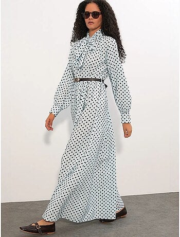 Robe maxi à pois et col chemise bdart