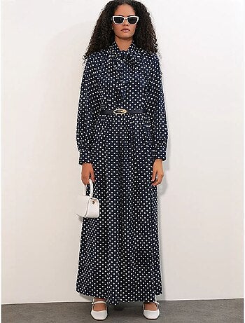 Robe maxi à pois et col chemise bdart
