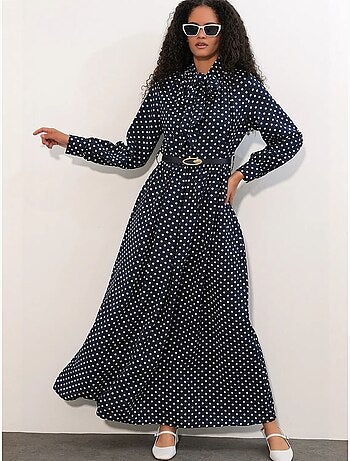 Robe maxi à pois et col chemise bdart