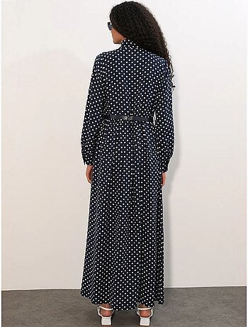Robe maxi à pois et col chemise bdart