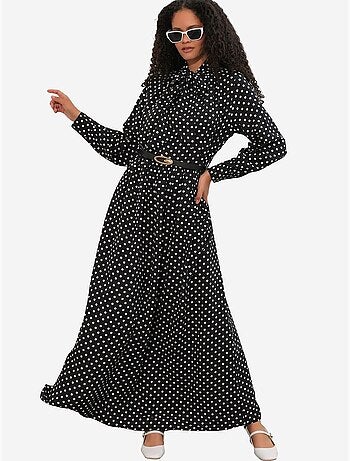 Robe maxi à pois et col chemise bdart