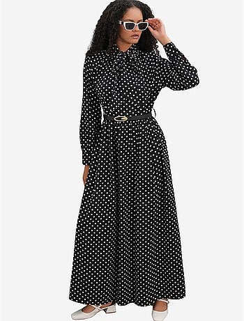 Robe maxi à pois et col chemise bdart