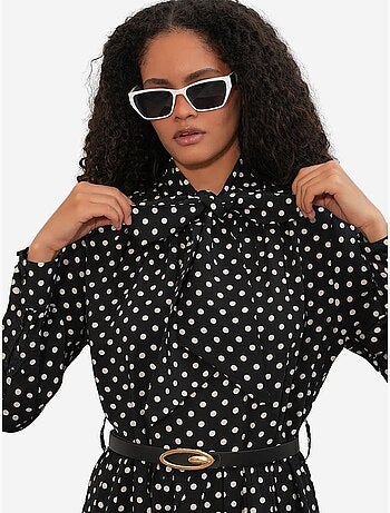 Robe maxi à pois et col chemise bdart
