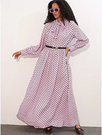 Robe maxi à pois et col chemise bdart