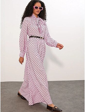 Robe maxi à pois et col chemise bdart