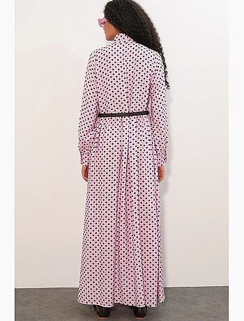 Robe maxi à pois et col chemise bdart