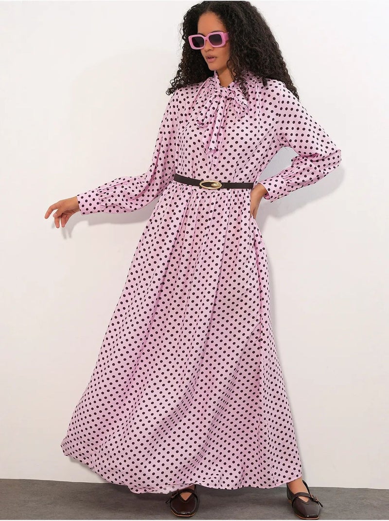 Robe maxi à pois et col chemise bdart Rose - Kiabi