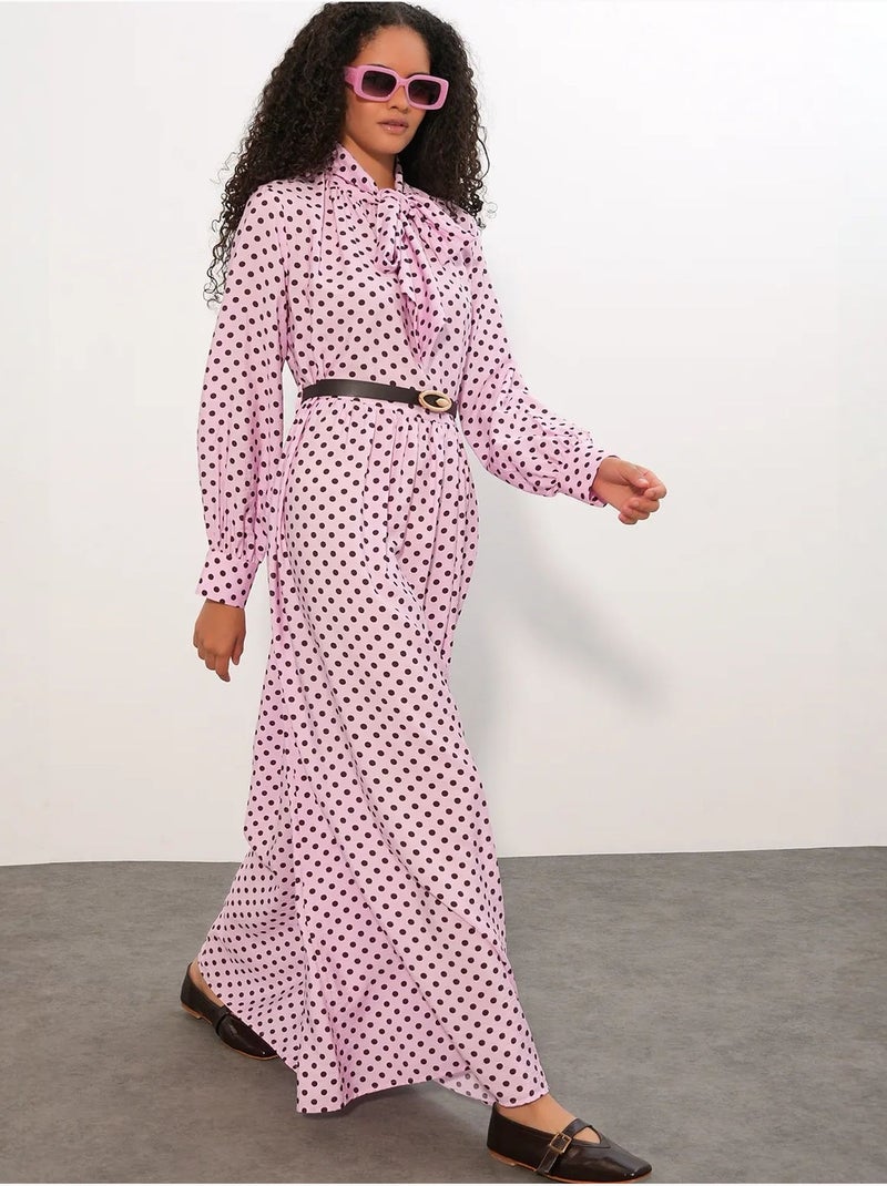Robe maxi à pois et col chemise bdart Rose - Kiabi