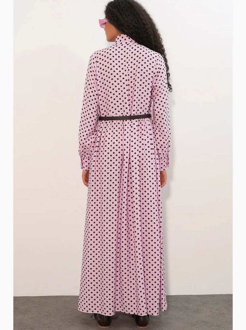 Robe maxi à pois et col chemise bdart Rose - Kiabi