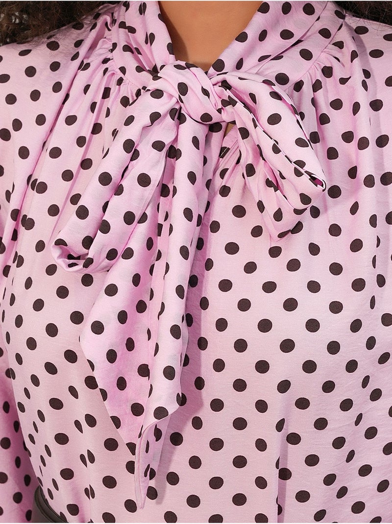 Robe maxi à pois et col chemise bdart Rose - Kiabi