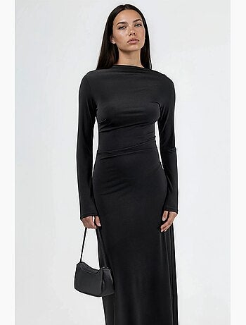 Robe maxi ajustée avec détail drapé busem