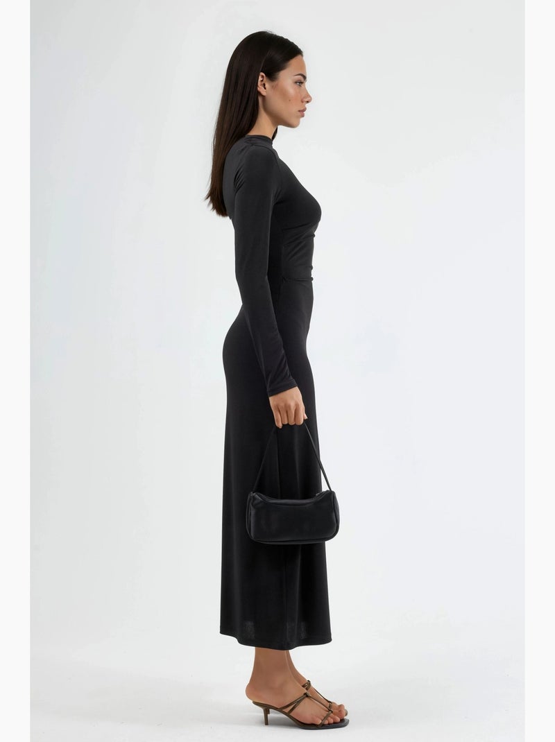 Robe maxi ajustée avec détail drapé busem Noir - Kiabi