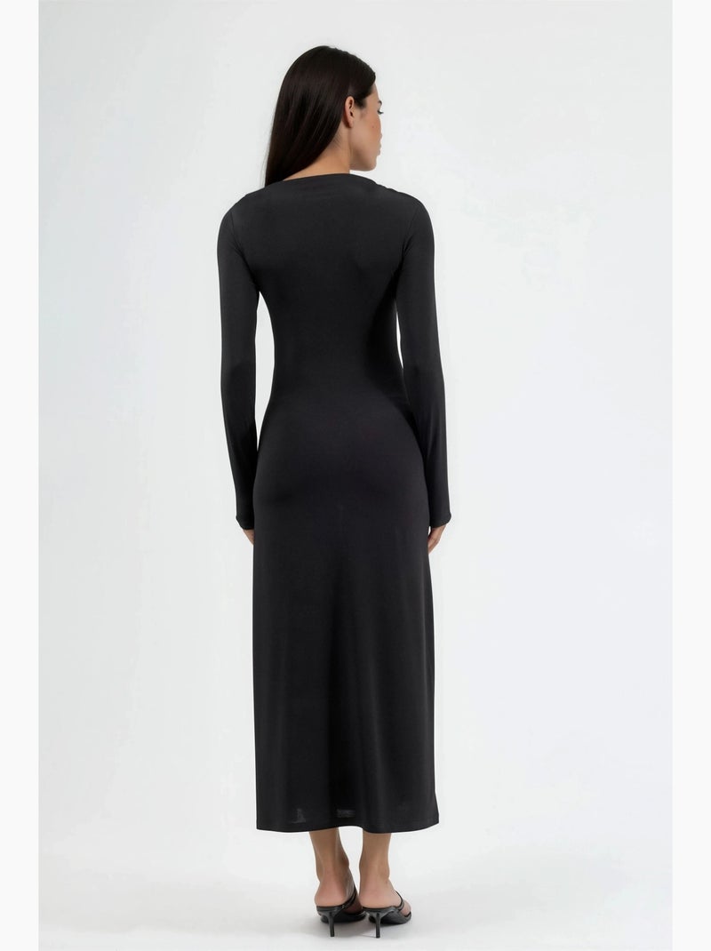 Robe maxi ajustée avec détail drapé busem Noir - Kiabi