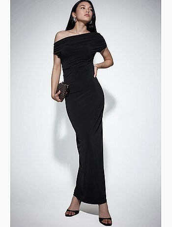 Robe maxi cintrée à col asymétrique hiccup