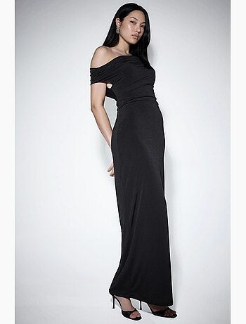 Robe maxi cintrée à col asymétrique hiccup