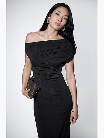 Robe maxi cintrée à col asymétrique hiccup