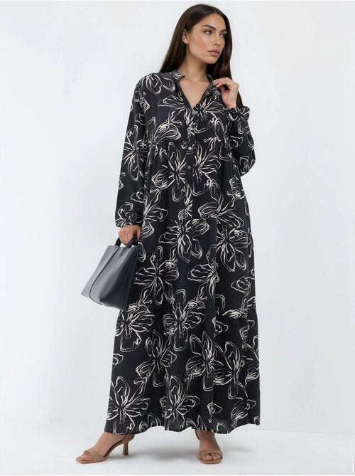 Robe maxi confortable à col v et boutons hiccup - Kiabi Robe maxi confortable à col v et boutons hiccup - Kiabi