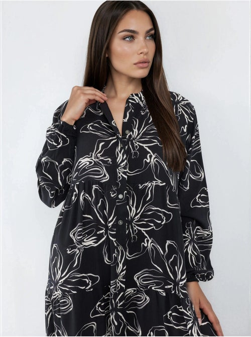Robe maxi confortable à col v et boutons hiccup - Kiabi Robe maxi confortable à col v et boutons hiccup - Kiabi