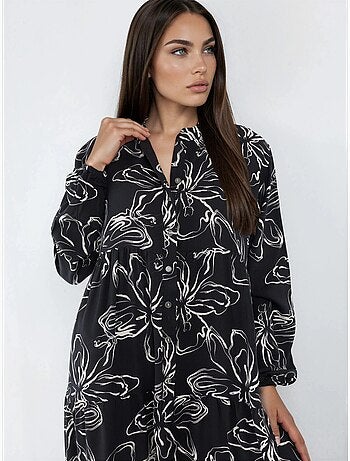 Robe maxi confortable à col v et boutons