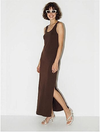 Robe maxi droite sans manches à fente lucci