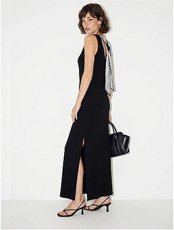 Robe maxi droite sans manches à fente lucci