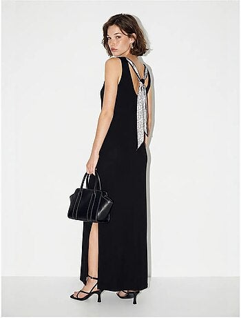 Robe maxi droite sans manches à fente lucci