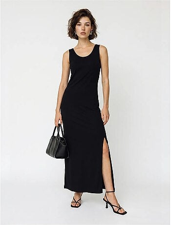 Robe maxi droite sans manches à fente lucci