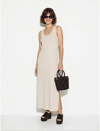 Robe maxi droite sans manches à fente lucci