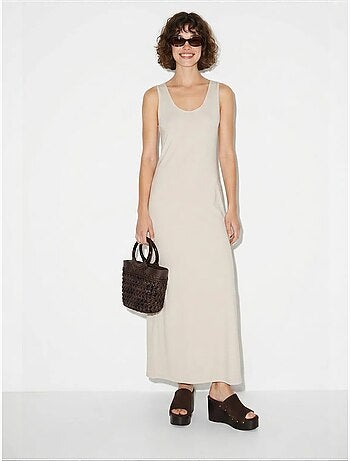 Robe maxi droite sans manches à fente lucci